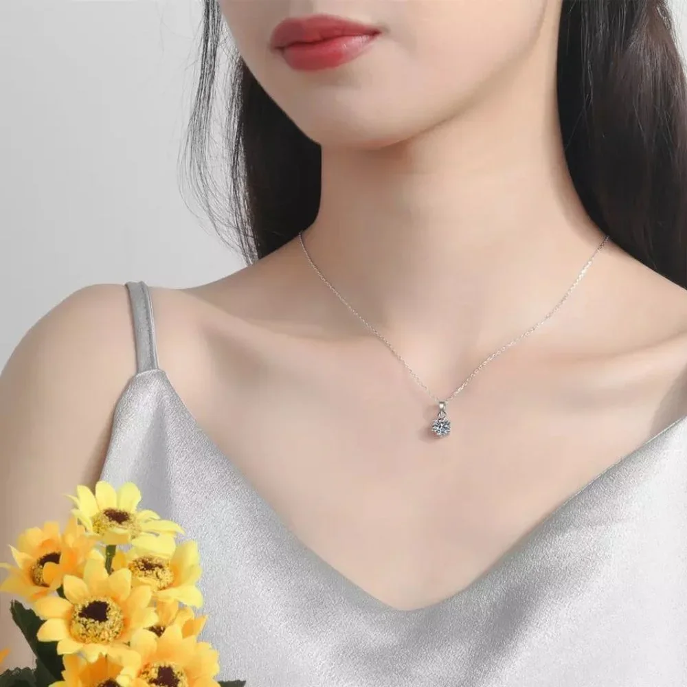 Certified 2ct. tw. Diamond Round Necklace 18k White Gold over Italy Silver - Picture 7 of 16